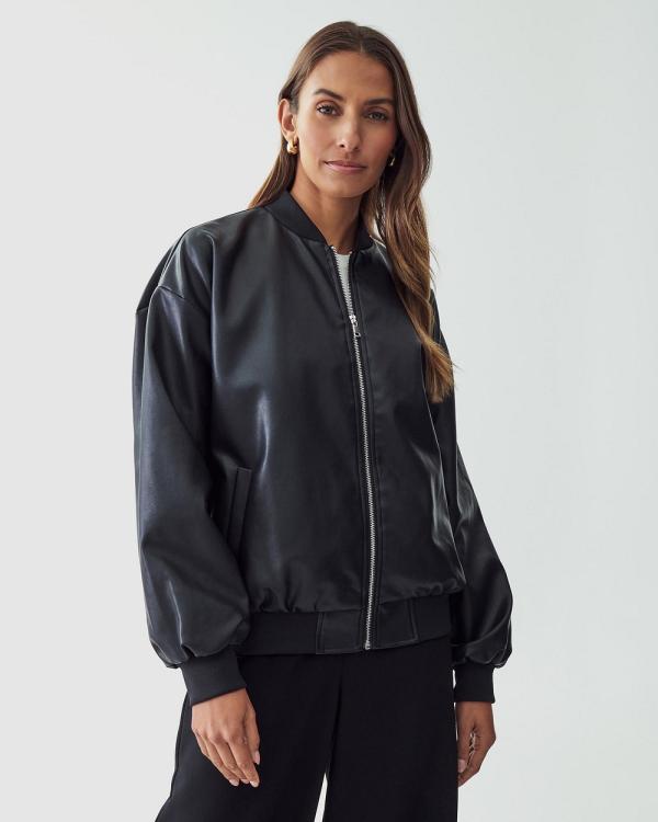 Calli - Classic Pu Bomber - Coats & Jackets (Black Pu) Classic Pu Bomber