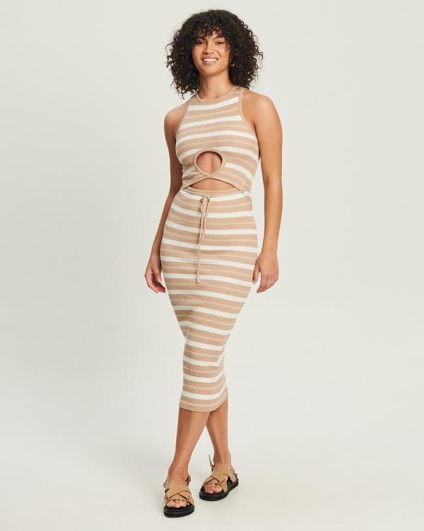 Calli - Petras Midi Dress - Dresses (Nude And White Stripe) Petras Midi Dress
