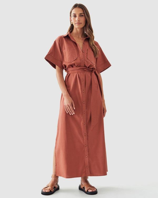Calli - Rain Shirt Dress - Dresses (Clay) Rain Shirt Dress