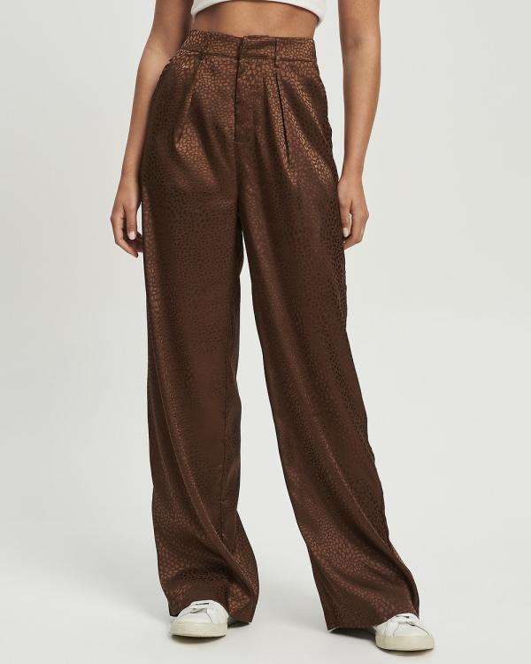 Calli - Satin Pants - Pants (Chocolate) Satin Pants