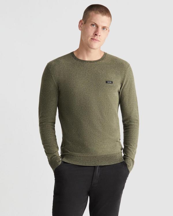 Calvin Klein - Cotton Nylon Mouline Sweater - Jumpers & Cardigans (Delta Green) Cotton Nylon Mouline Sweater