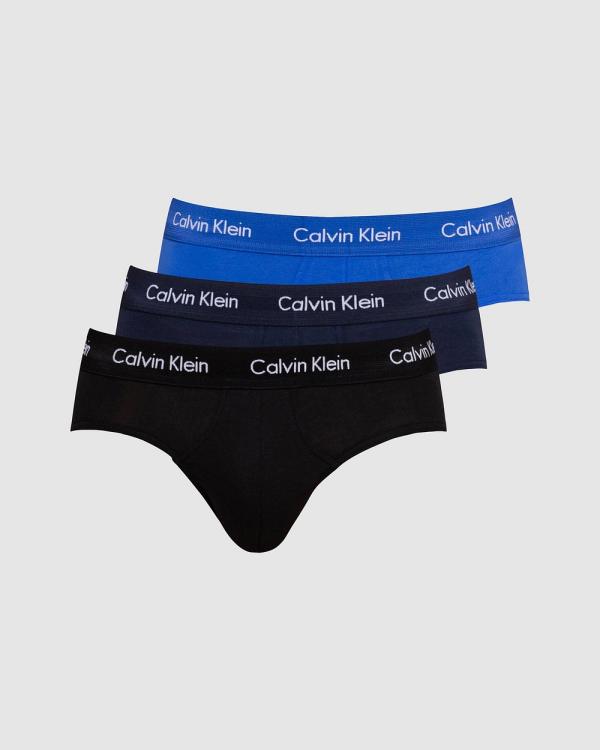 Calvin Klein - Cotton Stretch Hip Briefs 3 Pack - Briefs (Black, Cobalt Blue & Blue Shadow) Cotton Stretch Hip Briefs 3-Pack