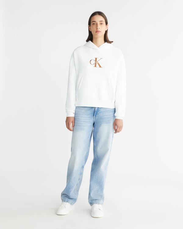 Calvin Klein Jeans - Cotton Monogram Hoodie - Hoodies (Bright White) Cotton Monogram Hoodie