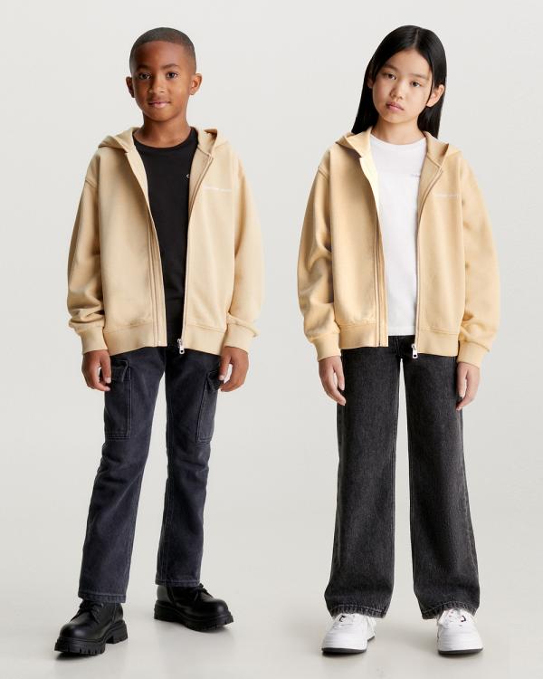 Calvin Klein Jeans - Kids Unisex 8 16 Unisex Relaxed Zip Up Hoodie - Sweats (WARM SAND) Kids Unisex 8-16 Unisex Relaxed Zip Up Hoodie