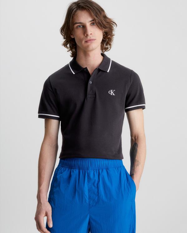 Calvin Klein Jeans - Slim Tipping Polo Shirt - Shirts & Polos (CK BLACK) Slim Tipping Polo Shirt