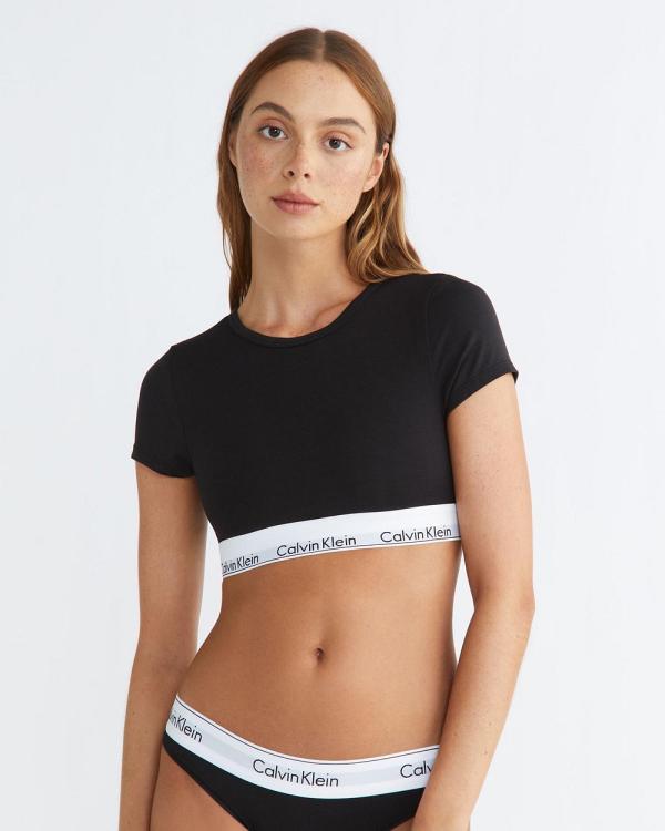 Calvin Klein - Modern Cotton Line Extensions T Shirt Bralette - Crop Tops (Black) Modern Cotton Line Extensions T-Shirt Bralette