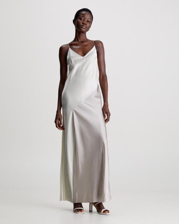 Calvin Klein - Slim Colourblock Maxi Slip Dress - Dresses (TURTLEDOVE) Slim Colourblock Maxi Slip Dress