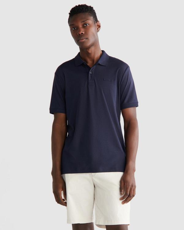 Calvin Klein - Smooth Cotton Slim Polo - Shirts & Polos (Night Sky) Smooth Cotton Slim Polo