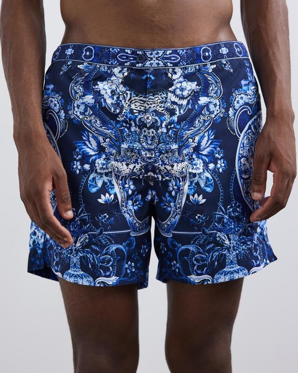Camilla - Tailored Swim Shorts - Swimwear (Delft Dynasty) Tailored Swim Shorts