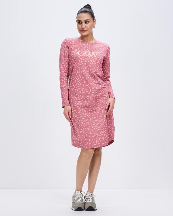 Cartel & Willow - Alexis Long Sleeve Dress - Printed Dresses (Merlot Leopard) Alexis Long Sleeve Dress
