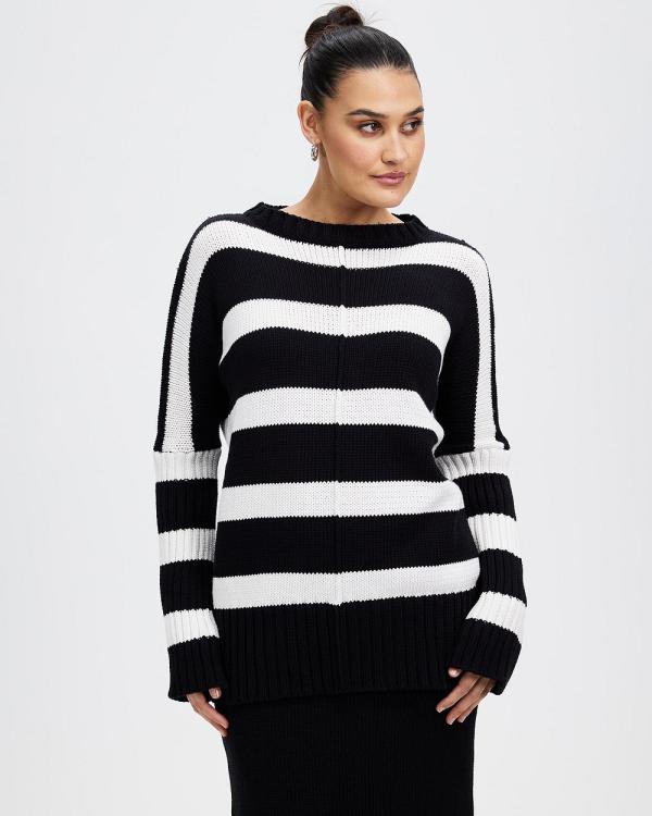 Cartel & Willow - Ariel Knit Sweater - Jumpers & Cardigans (Black & White Stripe) Ariel Knit Sweater