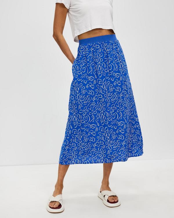 Cartel & Willow - Ava Slip Midi Skirt - Skirts (Cobalt Floral) Ava Slip Midi Skirt