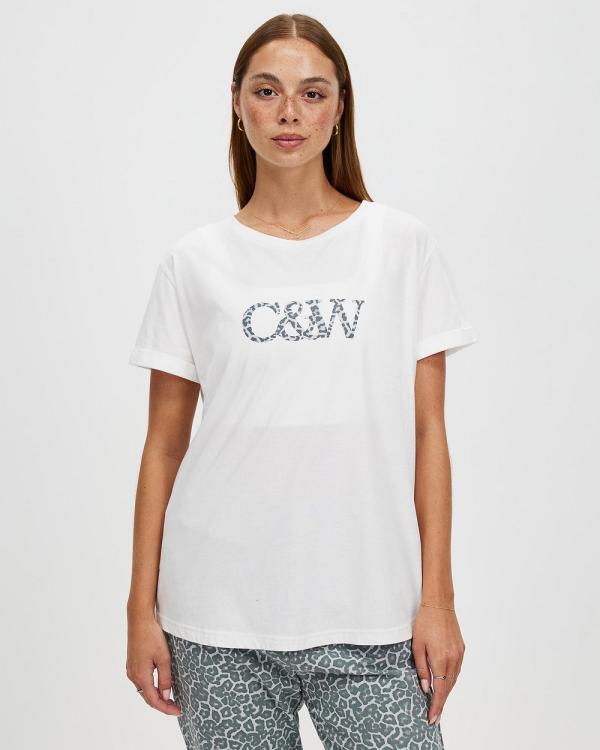 Cartel & Willow - Marlo Tee - T-Shirts & Singlets (White & Smoke Leopard) Marlo Tee