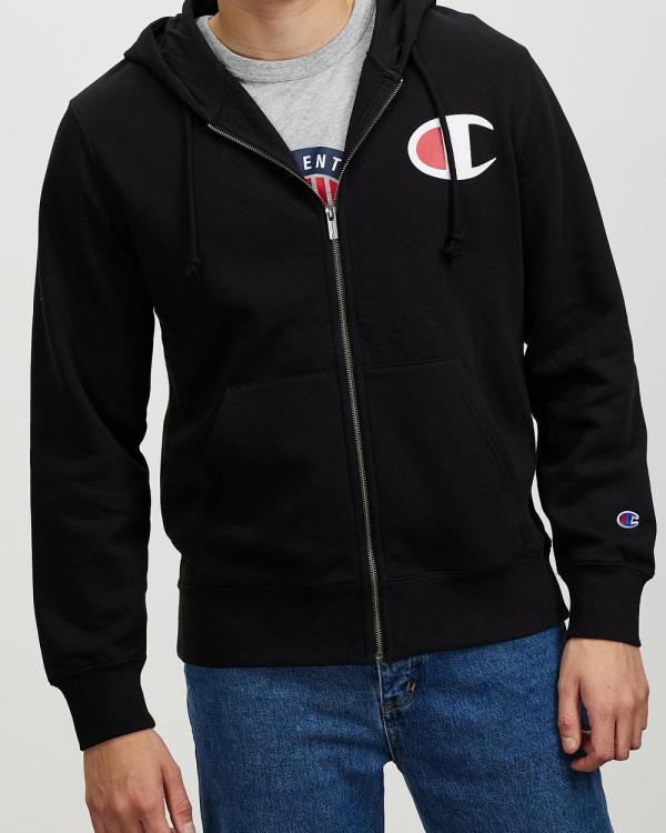 Champion - Big C Logo Hooded Zip Jacket - Hoodies (Black) Big C Logo Hooded Zip Jacket
