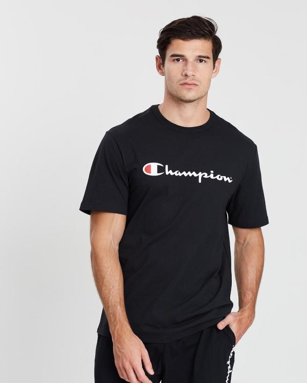 Champion - Script Short Sleeve Tee - Short Sleeve T-Shirts (Black) Script Short Sleeve Tee