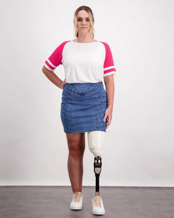 Christina Stephens - Bella Adaptive Skirt - Denim skirts (Blue) Bella Adaptive Skirt