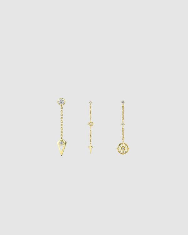 Chuchka - Celeste Triple Earring and Jewellery Box Set - Jewellery (gold) Celeste Triple Earring and Jewellery Box Set
