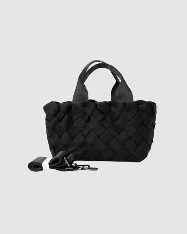 Chuchka - Handmade Woven Neoprene Mini Tote Large Weave   Black - Handbags (Black) Handmade Woven Neoprene Mini Tote Large Weave - Black
