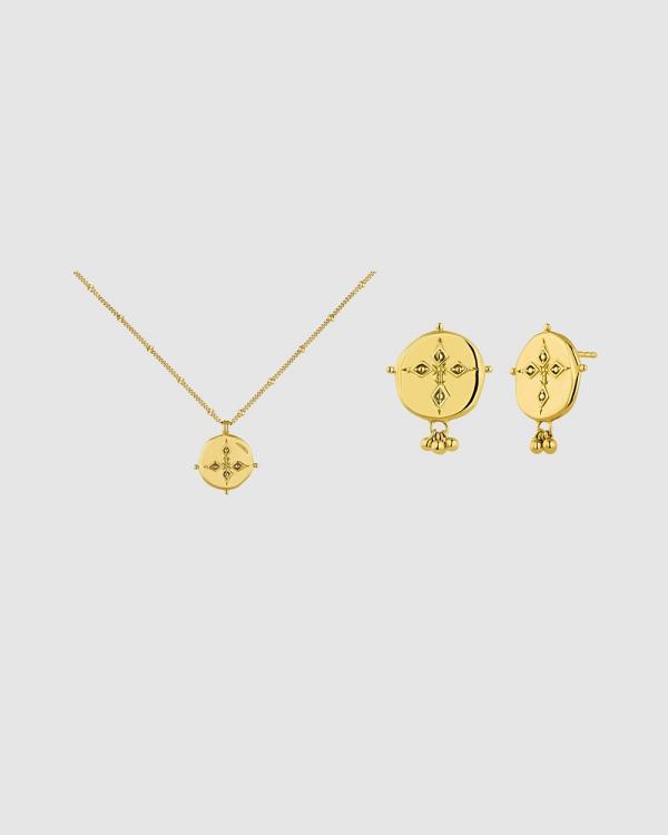 Chuchka - Sunlit Necklace, Earring and Jewellery Box Set - Jewellery (gold) Sunlit Necklace, Earring and Jewellery Box Set