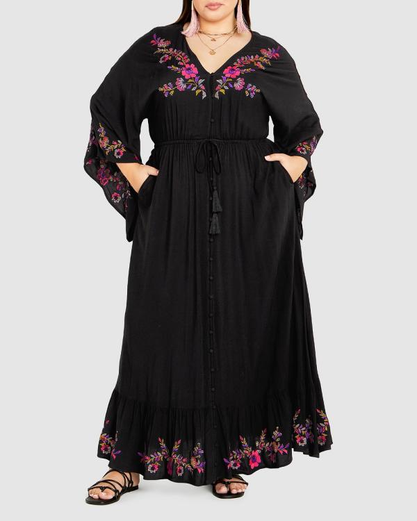 City Chic - Embroidered Folklore Maxi Dress - All onesies (Pink) Embroidered Folklore Maxi Dress