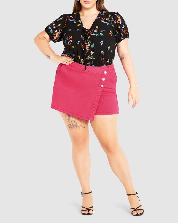 City Chic - Millani Skort - Denim (Pink) Millani Skort