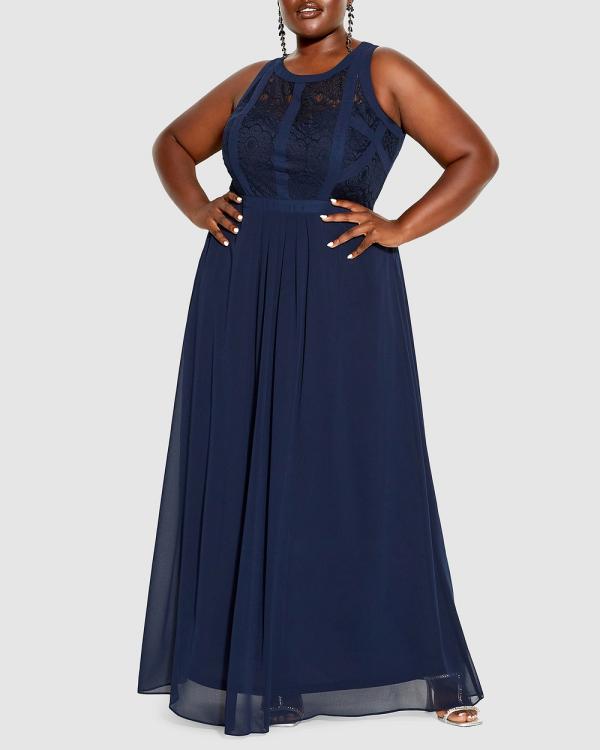 City Chic - Panelled Bodice Maxi Dress - All onesies (Navy) Panelled Bodice Maxi Dress