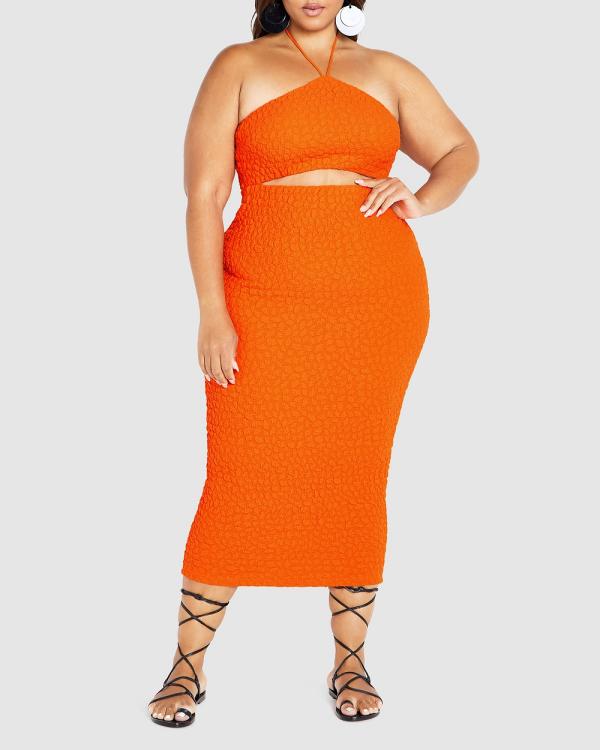 City Chic - Textured Twist Maxi Dress - Dresses (Orange) Textured Twist Maxi Dress