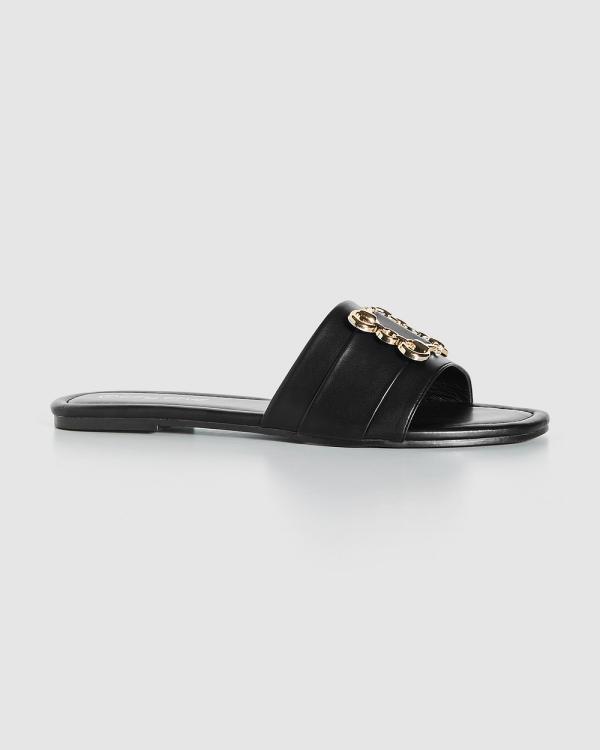 City Chic - WIDE FIT Bejewel Slide - Flats (Black) WIDE FIT Bejewel Slide