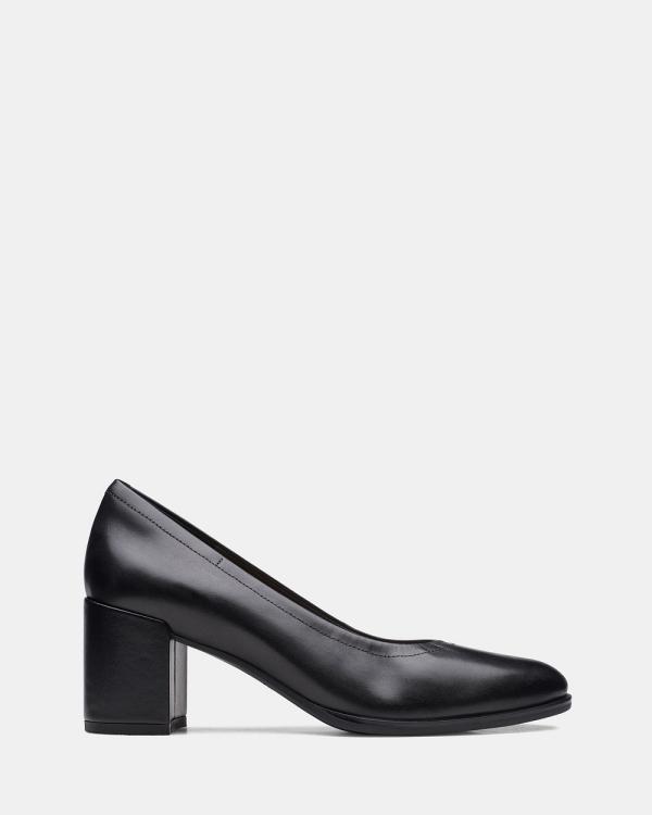 Clarks - Freva55 Court - Heels (Black Leather) Freva55 Court