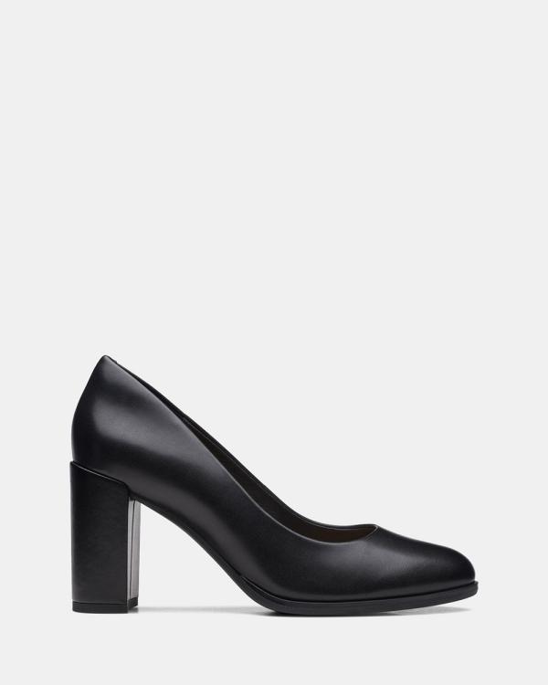 Clarks - Freva85 Court - Heels (Black Leather) Freva85 Court