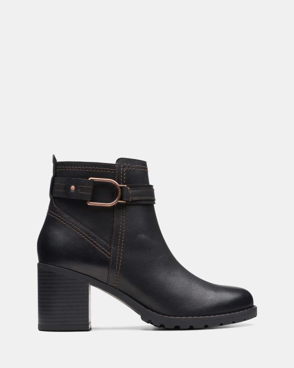 Clarks - Leda Strap - Boots (Black Leather) Leda Strap