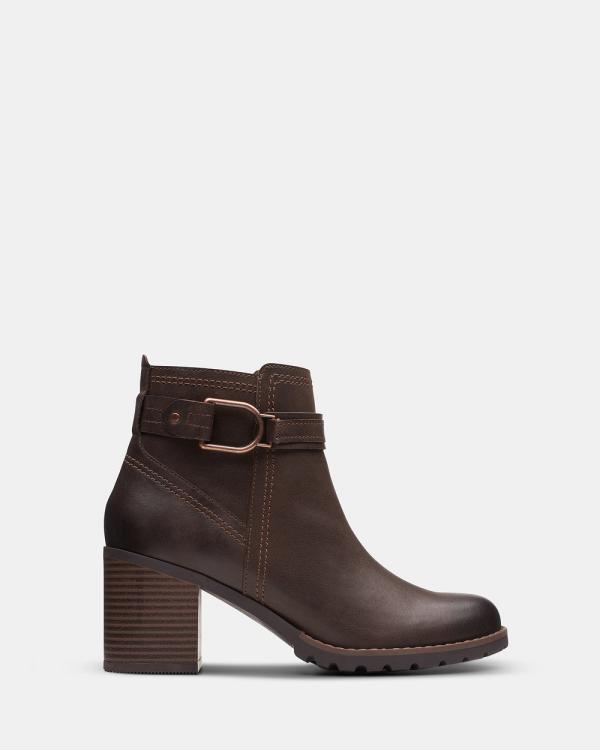 Clarks - Leda Strap - Boots (Dark Brown Leather) Leda Strap