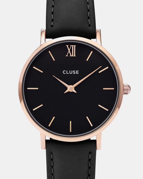 Cluse - Minuit Leather - Watches (Black) Minuit Leather