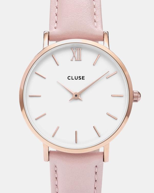 Cluse - Minuit Leather - Watches (Pink) Minuit Leather