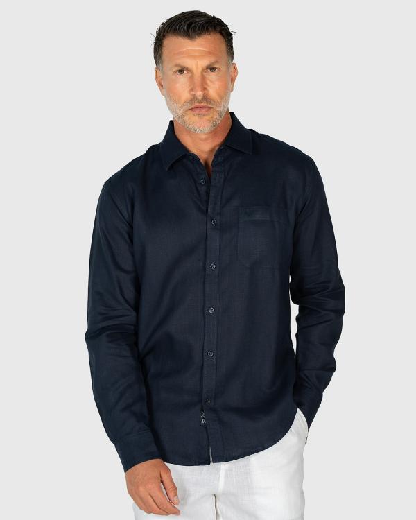 Coast Clothing - Long Sleeve Linen Shirt: Navy - Shirts & Polos (Navy) Long Sleeve Linen Shirt: Navy