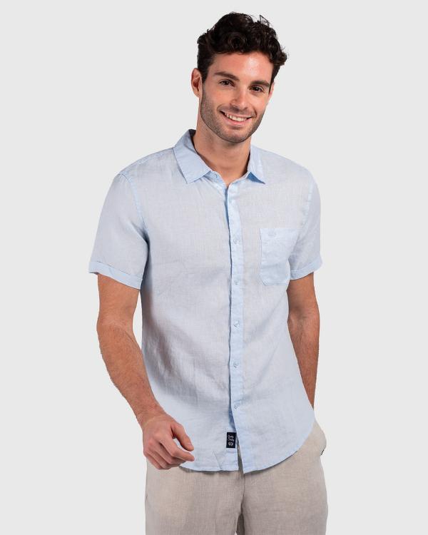 Coast Clothing - Short Sleeve Linen Shirt - Casual shirts (Blue) Short Sleeve Linen Shirt