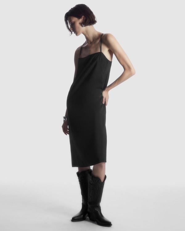 COS - Square Neck Midi Slip Dress   AU Exclusive Capsule - Dresses (Black Dark) Square Neck Midi Slip Dress - AU Exclusive Capsule