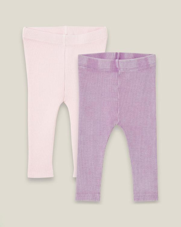 Cotton On Baby - 2 Pack Row Rib Skinny Leggings   Babies - Pants (Lilac Drop & Ballerina Wash) 2-Pack Row Rib Skinny Leggings - Babies