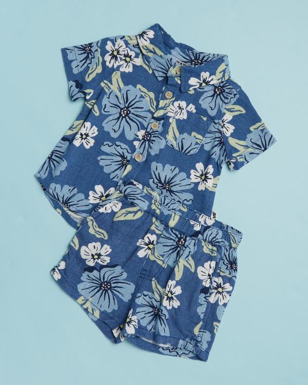 Cotton On Baby - Leonard Shirt And Walter Shorts Bundle   Babies - 2 Piece (Petty Blue & Shane Floral) Leonard Shirt And Walter Shorts Bundle - Babies
