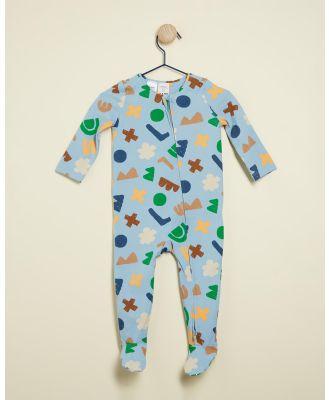 Cotton On Baby - The Long Sleeve Zip Romper   Babies - Longsleeve Rompers (Dusty Blue & Multi Cut Me Out) The Long Sleeve Zip Romper - Babies