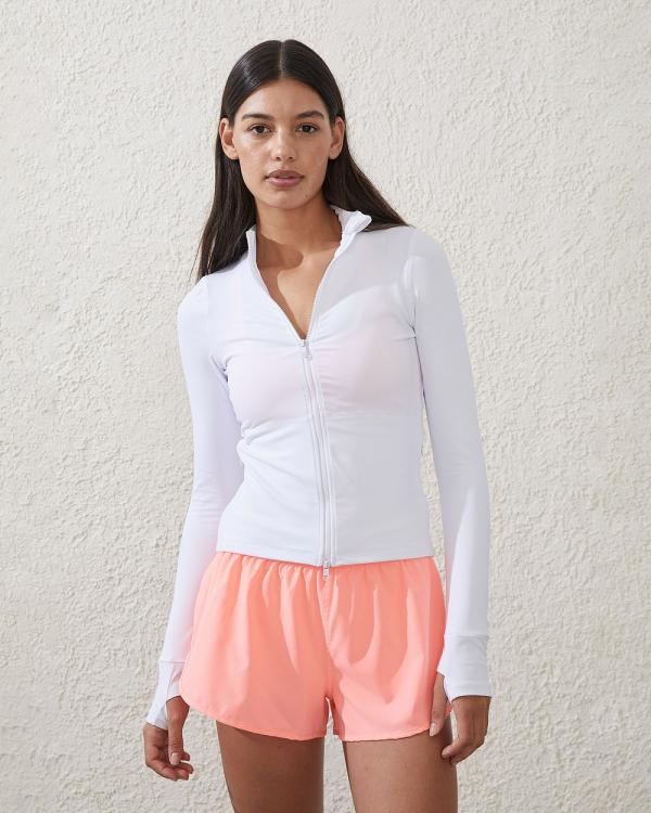Cotton On Body - Active Core Zip Through Long Sleeve White - Sports Tops & Bras (WHITE) Active Core Zip Through Long Sleeve White