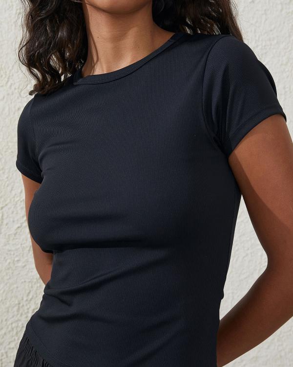 Cotton On Body - Active Rib Gym Tshirt - Sports Tops & Bras (BLACK) Active Rib Gym Tshirt