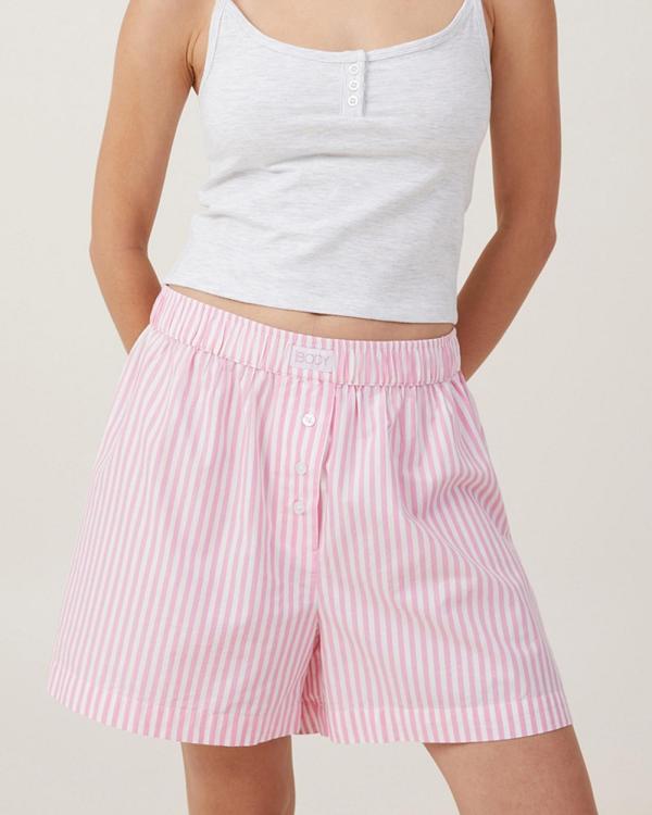 Cotton On Body - Boyfriend Boxer Shorts - Sleepwear (Lovers Blush Stripe) Boyfriend Boxer Shorts