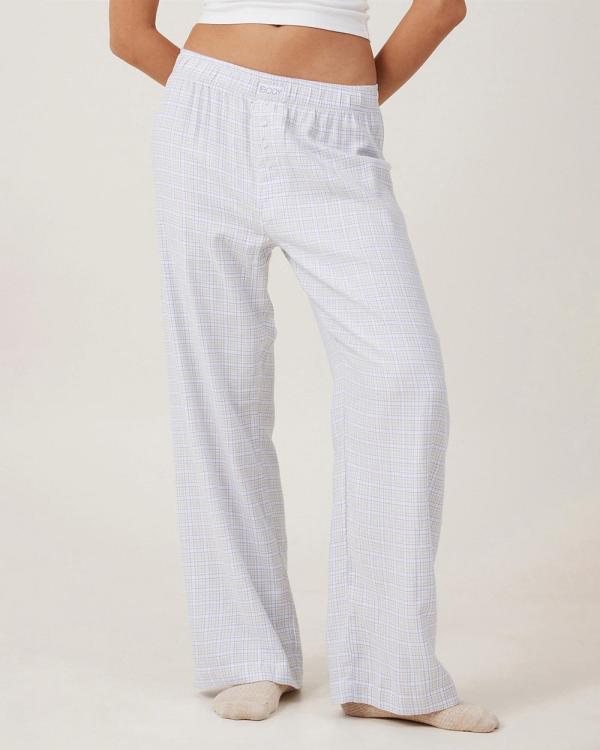 Cotton On Body - Flannel Boyfriend Boxer Pants - Sleepwear (Panna Cotta & Blue Check) Flannel Boyfriend Boxer Pants