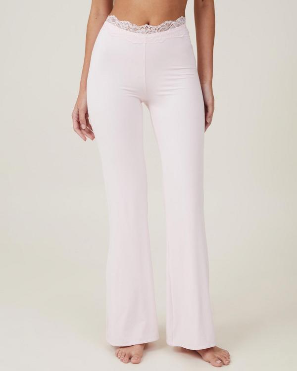 Cotton On Body - Soft Lounge Lace Flare Pants - Sleepwear (Tender Touch Pink) Soft Lounge Lace Flare Pants