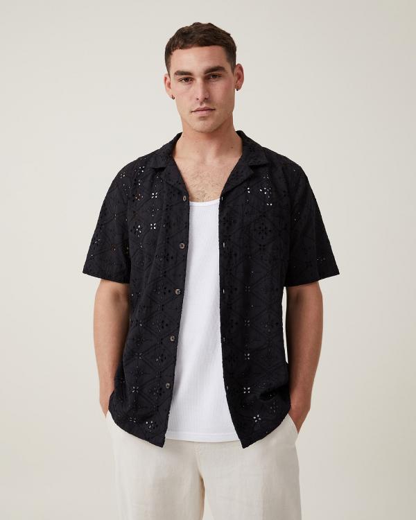 Cotton On - Cabana Short Sleeve Shirt Black - Tops (BLACK) Cabana Short Sleeve Shirt Black