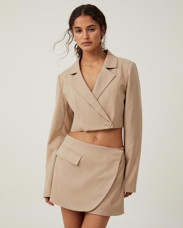 Cotton On - Cropped Blazer - Blazers (Mid Taupe) Cropped Blazer