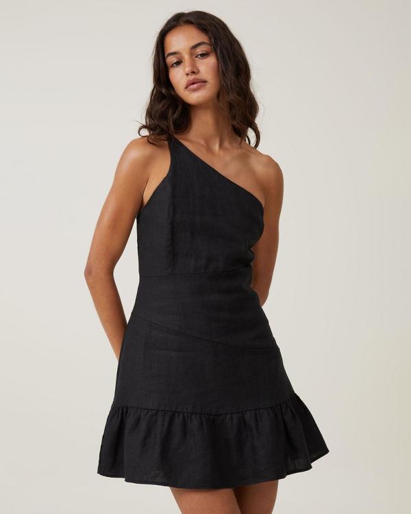 Cotton On - Frankie Linen One Shoulder Mini Dress - Dresses (Black) Frankie Linen One Shoulder Mini Dress