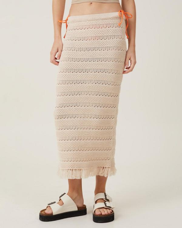 Cotton On - Jetset Crochet Fringe Maxi Skirt - Skirts (Pale Beige) Jetset Crochet Fringe Maxi Skirt