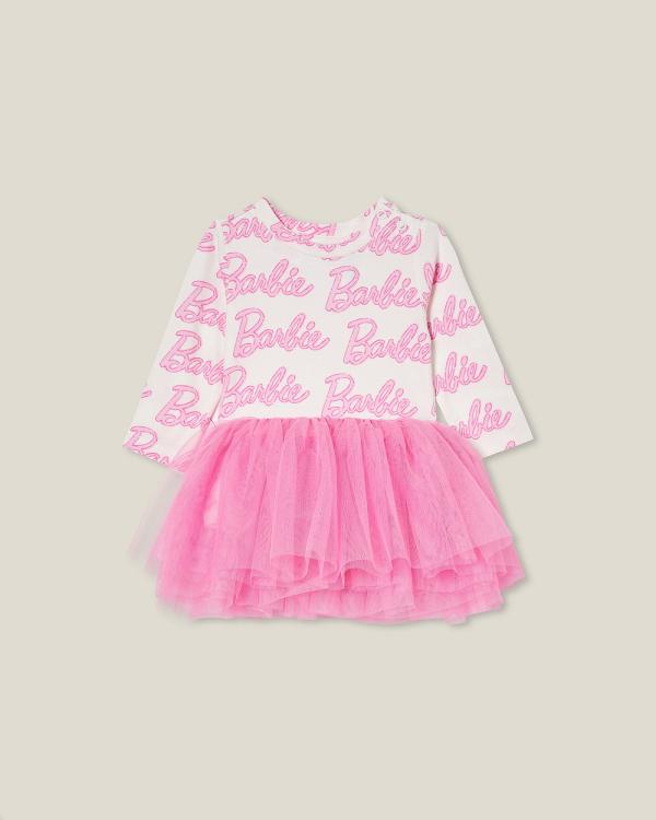 Cotton On Kids - Barbie Victoria Long Sleeve Tulle Dress Lcn - Dresses (WHITE) Barbie Victoria Long Sleeve Tulle Dress Lcn